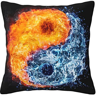 ASEELO Yin Yang Feuer-Wasser-Kissen, 45,7 x 45,7 cm, für Wohnzimmer, Schlafzimmer, Sofa, Couch, Outdoor-Kissenbezüge