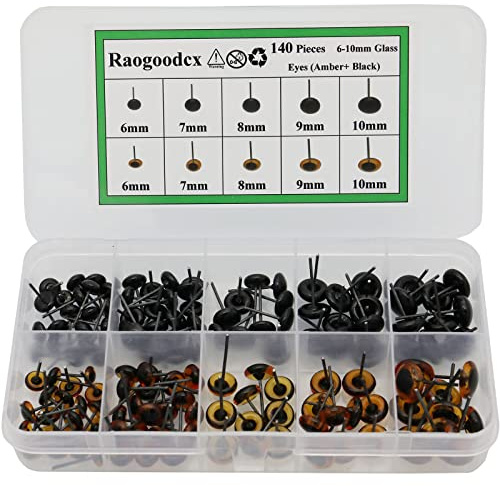 140 Stück nadelfilzen augen 6-10mm Mini Glasaugen Bernstein mit schwarzen Augen Kits für Spielzeug Teddy Puppen Puppen Wolle Filzen Kunsthandwerk