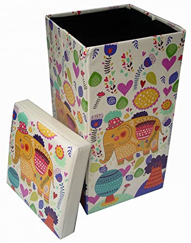 Biscottini Sitzsack für Kinder und Erwachsene, 33 x 60 x 33 cm, wiederverschließbare Aufbewahrungsboxen mit Deckel | Sitzsack quadratisch mit Dekor