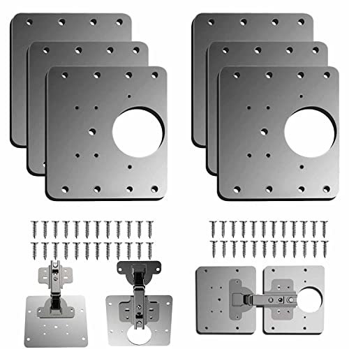 6 Pezzi Staffe per riparazione cerniere,Piastra Per Riparare Mobili Cerniere Per Ante,armadietti,cucine,credenze,porte,cerniere,con foro,in acciaio inox,staffe di fissaggio piatte con viti