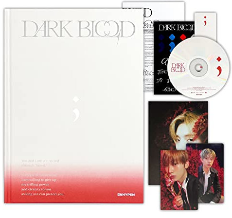 ENHYPEN - [DARK BLOOD] (NEW Ver.) Photo Book + CD-R + Photo Card + Message Photo Card + Sticker + Postcard + Bookmark + Poster With Lyrics + 2 Pin Button Badges + 4 Extra Photocards