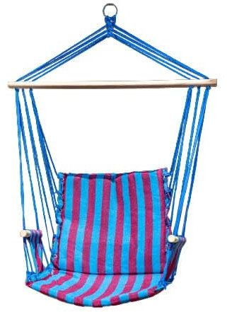 ZOLTA Hängematte 60x100cm - Indoor- und Outdoor- Hängeschaukel mit Armlehnen - Gartenzubehör - Hängender Schaukelstuhl - Häng Hängematte - Hammock für Kinder und Erwachsene - Blau/Rot