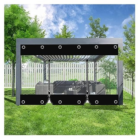 SHUITUKOUU 0.5mm Weatherproof Tarpaulin Cover,Heavy-Duty Pvc Tarpaulin,700g/㎡ Heavy Duty Clear Tarpaulin Covers, Pergola Patio Waterproof Tarpaulin with Zip Door (Size : H2.6xW7m/H8.5xW22.9ft)