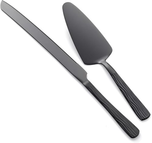 Seeshine Schwarzes Kuchenschneider Set, Edelstahl Tortenmesser und Servierset, einschließlich 33 cm Tortenmesser und 23,6 cm Tortenheber, Geschirrspülergeeignet