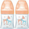 Dodie - Biberon Anti-Colique Sensation+ Verre, BEIGE BICHE, 150ml, 0-6 mois, Tétine plate, Débit 1 (Lot de 2)