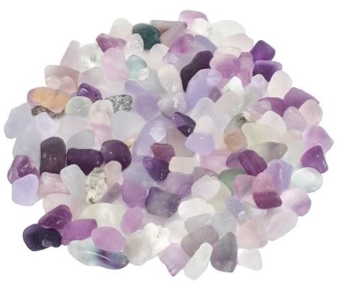 Colexy 100 Gramos Piedras de Cristal Natural, Cristales Curativos Piedras Pulido Piedras Chakras Piedras Naturales para decoración del hogar, jarrones, Plantas, Pecera, Cactus (Fluorit)