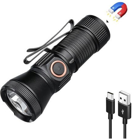 TrustFire MT20 Taschenlampe, 1050 Lumen Taschenlampe Led Aufladbar, 286M Reichweite Taktische Taschenlampen mit 5 Lichtmodi, IP68 Wasserdicht Taschenlampe USB C für Camping Wandern Outdoor Notfäll