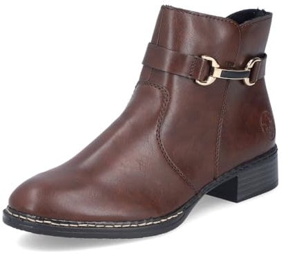 Rieker Damen Ankle Boots 73487, Frauen Stiefeletten,uebergangsschuhe,uebergangsstiefel,knöchelhoch,reißverschluss,Bootee,schwarz (25),39 EU / 6 UK