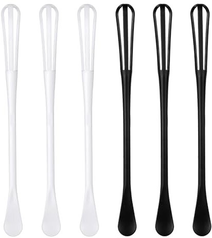 6 Piezas de Mini Batidores, Batidor Pequeño de Cocina de Mango Largo con Cuchara Batidor de Leche de Huevo Multifuncional para Cocinar Hornear Batir Leche Café Té Mezclar Salsas