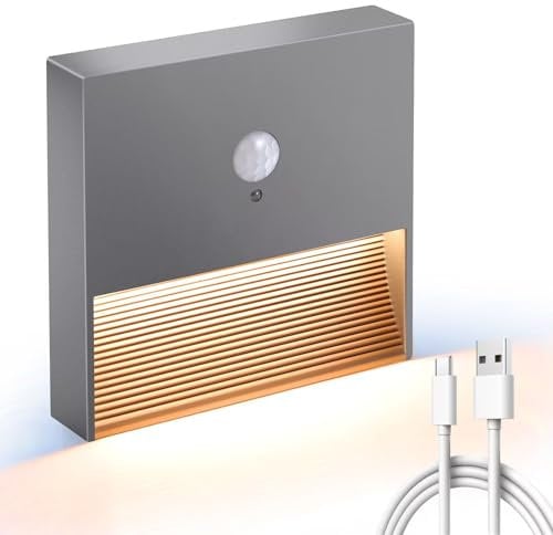 FenglinWisdom Motion Sensor Night Light, Rechargeable Motion Sensor Lights Indoor, Adjustable Brightness,3000K with Magnetic Base for Wall, Stairs, Cabinet, Hallway (1 Pack)