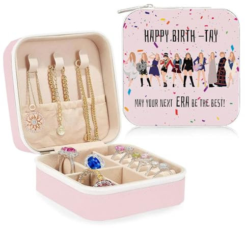 MYKIIA Kleine Schmuckschatulle, Schmuckschatulle für T-S-Fans, Alben, inspirierter Reiseschmuck, Musikliebhaber, Geschenke, Reise-Schmuckschatulle für Ringe, Ohrringe, Armbänder, Ohrringe,