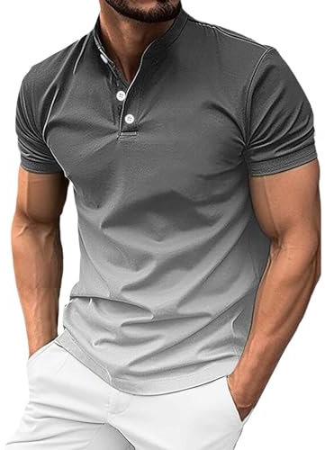 Armbanduhr Männer Herrenmode Frühjahr und Sommer, lässig, kurzärmelig, Knöpfe, einfarbig, kurzärmelig, T-Shirt-Oberteile Herren Tank Top S (Grey, XL)
