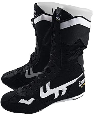 UKUBOXBAG High Top Boxschuhe, Damen Kickboxen Kampfturnschuhe Leichter Wrestling Trainer Für Frauen,Schwarz,38 EU