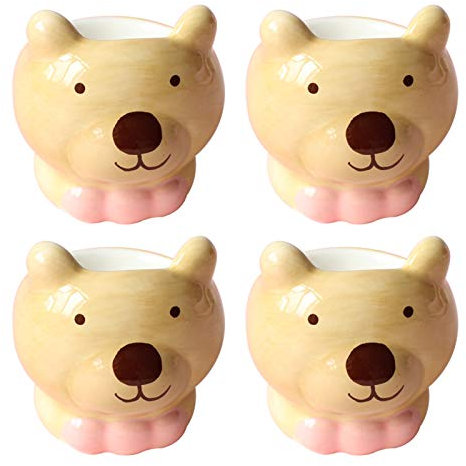 QTANZIQI Lustiges Porzellan-Eierbecher-Set für Kinder – grünes Auto-Design – enthält 6 Tassen (wählen Sie Bär oder 4er-Set) Silk Pillowcase