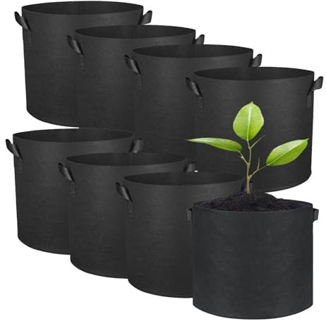 Geaanen 8Pcs Pflanzsack 3 Gallonen PflanzsäCke Stofftopf 12l Pflanzensack Pflanzsack 12l Pflanztaschen Growbag Stofftopf 3 Gallon Plant Bag PflanzsäCke für Balkon Garten PflanzsäCke FüR GemüSe Blumen