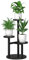 Bamworld Pflanzenständer mit 3 Ebenen, Eck-Metall-Pflanzenregal für mehrere Pflanzen, kleiner abgestufter runder Blumenständer für Terrasse, Garten, Balkon, Wohnzimmer, Schlafzimmer, Schwarz