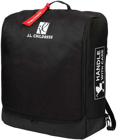 J.L. Childress Gepolsterte kompakte Kinderwagen-Reisetasche – passend für UppaBaby MINU und mehr – Dicke Polsterung, erweiterbar, Rucksackgurte, AirTag-Halter – AirTag-Halterung – Air-Reisetasche für