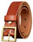 AGUTALITHIC Echter Leder-Gürtel Herren Damen 3.3cm Breit 4mm Dick, Handgemacht Vollrindleder Ledergürtel mit Gürtelschnallen Golden Metall Dornschließe(110cm/43, Reddish Brown)