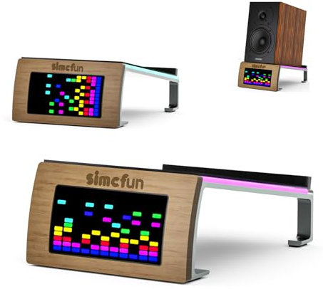 RhythmDance RGB Tilt Computer Speaker Stand for Surround Sound, Dynamic LED Light Display with Sound Sensor, Adjustable Light Modes with Dual Charging Ports,