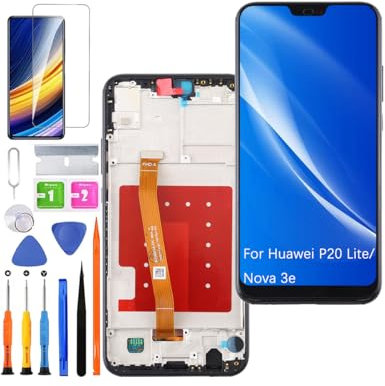 Pantalla de repuesto para pantalla LCD Huawei P20 Lite, para Huawei Nova 3e, pantalla táctil, digitalizador, kit de piezas de reparación (negro con marco)