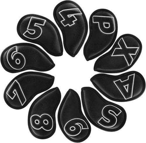 Craftsman Golf Black Classic Iron Headcover set with Silver Large No. on Both Sides Magnetic Closure