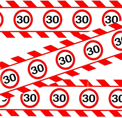 30 Geburtstag Deko Absperrband Verkehrszeichen rot/weiß - Originelle Geburtstagsdeko 30 für einen gelungenen 30 Geburtstag Männer oder Frauen - Tiwoca