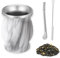 ARCPNRT Set Mate, Juego de Taza de Acero Inoxidable de 230 ml, con Pajita y Cepillo de Limpieza, Taza de Mate de Doble Pared Resistente al Calor, Apta para Cocina, Restaurante, Cafetería, Mármol