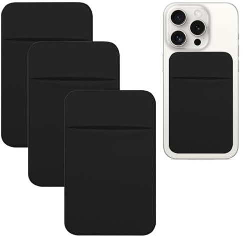ZUWIJEQ 3 Piezas Soportes para Tarjetas para Teléfono Móvil con Adhesivo para la Parte Posterior del Teléfono, ID Tarjeta Crédito Pocket, Fundas para Tarjetas de Tela Elástica para Teléfonos