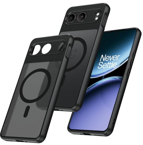 GaoBao Magnetisch Matt Hülle für OnePlus Nord 4 [Kompatibel mit MagSafe] Stoßfeste OnePlus Nord 4 Handyhülle mit Kameraabdeckung Anti-Fingerabdruck Schwarz