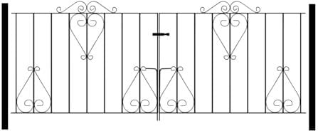 Classic Scroll Metal Garden Driveway Gates Galvanised Wrought Iron Style Gate (2438mm (8ft) Gap x 914mm High CDZP13)