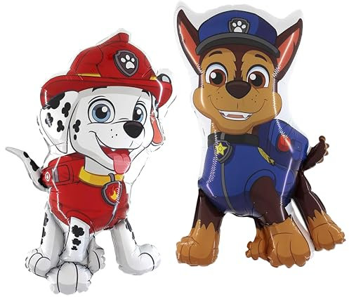 Toyland® 2er-Pack Paw Patrol-Ballons – 89cm (35 Zoll) Chase-und 86 cm (34 Zoll) Marshall-Charakterballons – Partydekoration für Kinder