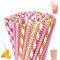 300 Pieces Pailles en Papier Rayées et Colorées, Rayée Pailles en Papier pour Fêtes, Pailles en Accessoire de Fête pour Mariage, Bricolage (Or rose)