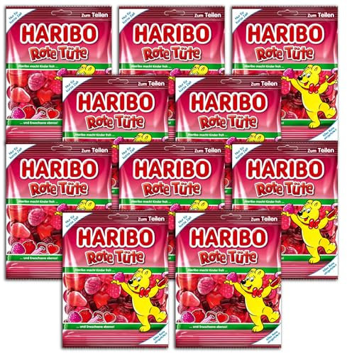 10 er Pack Haribo Rote Tüte 175g Rote Fruchtgummi-Mischung