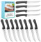 Didarenba Cuchillos carne mesa 12 piezas acero inoxidable 22 cms cuchillo sierra mesa chuletero