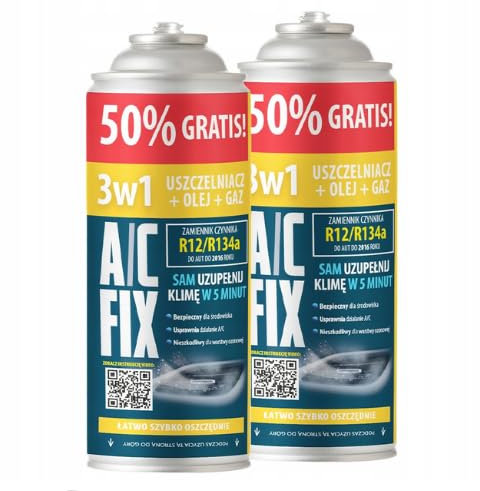 A/C FIX Lot de 2 mastics pour climatisation 3 en 1 avec réfrigérant et huile