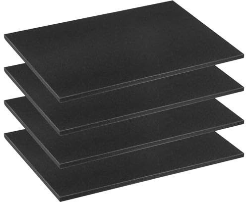 QWORK® 4 piezas cubos de espuma cuadrados 400 x 300 x 10 mm, espuma de poliuretanom, para proteger herramientas, cámaras, cosméticos y manualidades.