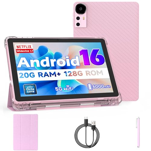 Bnegynng Android 15 Tablet 10 pulgadas, 20 GB (4+16)+128 GB (rosa)