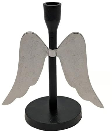 Lambert Kerzenleuchter Cassiel Engel Schwarz Silber (22cm)