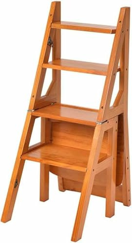 Silla plegable de madera maciza, diseño que ahorra espacio para uso en interiores y exteriores en jardín, escalera, biblioteca y patio