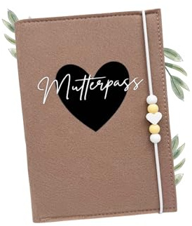 Mutterpasshülle aus Filz | Herzmotiv | Herz-Schwarz mit Text Weiß | Handmade
