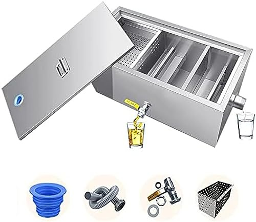 Siphon à graisse en acier inoxydable avec cloisons amovibles – Séparateur efficace d'huile-eau pour restaurant, usine et cuisine à domicile