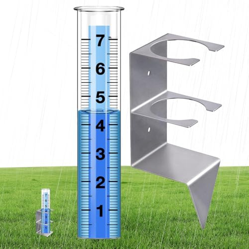 Vibhgtf Contatore 'Acqua da Esterno - Pluviometro in Vetro con paletto, Riutilizzabile, Resistente al Ghiaccio, pluviometro e nevoso per Prato, Giardino, Patio, terrazza Esterna