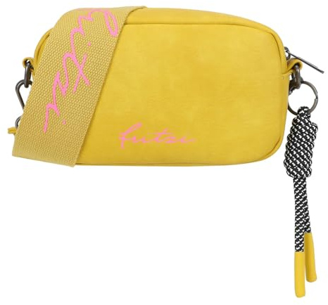 Fritzi Cross Bag Lou Crossbody Damen Umhängetasche Schultertasche Lederimitat Reißverschluss Alltag Reisen Freizeit 14,5 x 22 x 7 cm – Schwarz, Grau, Braun, Blaugrau, Beige, Taupe, Blau, Rot, Gelb