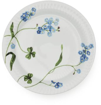 KÄHLER Hammershøi Summer Frühstücksteller 22 cm Vergiss-mein-nicht, Porzellan Teller mit Rillenmuster, spülmaschinenfest, skandinavisches Design