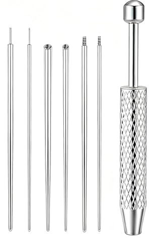 HAOXYO Piercing Werkzeug zum Wechseln Set, 7-teilig 16G 18G Edelstahl | Piercing Zange mit Präzisionsgriff und Kugel-Aufdreher für sicheres und hygienisches Wechseln zu Hause