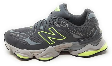 New Balance 9060 41H Unisex-Sneaker, grau und neonfarben, EVA-Sohle, Dämpfung, für den täglichen Gebrauch, Sport und Freizeit, grau, 43 EU