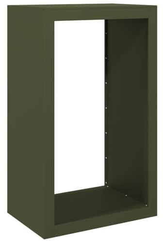 Brennholzregal Grün aus Stahl 60x40x100 cm Kaminholzregal für Holzaufbewahrung Indoor Outdoor Garten Terrasse kompakt platzsparend robust