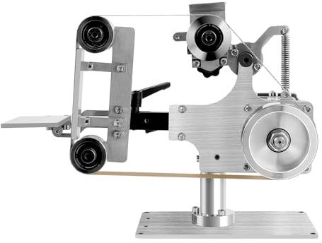 Bandschleifmaschine, 550W 30M/S Bandschleifer mit Bürstenloser Gleichstrommotor, 220V Bandpolierer mit 2 Schleifgürtel und 2 Verschiedene Arbeitstische