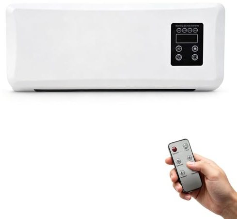 Wall Mounted Air Conditioner Fan, 2-in-1 Heating & Cooling Unit, Compact Portable Design for Small Rooms Bedroom Bathroom, Quiet Operation, Natural Breeze, 42x18x12cm(UK standard White)
