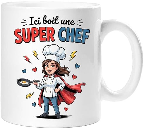 360 Onlineprint Tasse SUPER CHEF – Cadeau Original pour CHEF | Tasse en Céramique 325ml avec Design Super-Héros | Compatible Micro-ondes et Lave-vaisselle